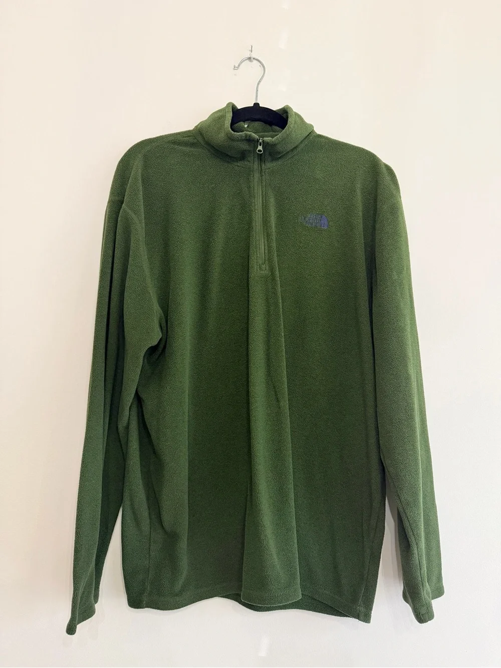 The North Face Men's Olive Green Quarter-Zip Fleece Pullover XL
